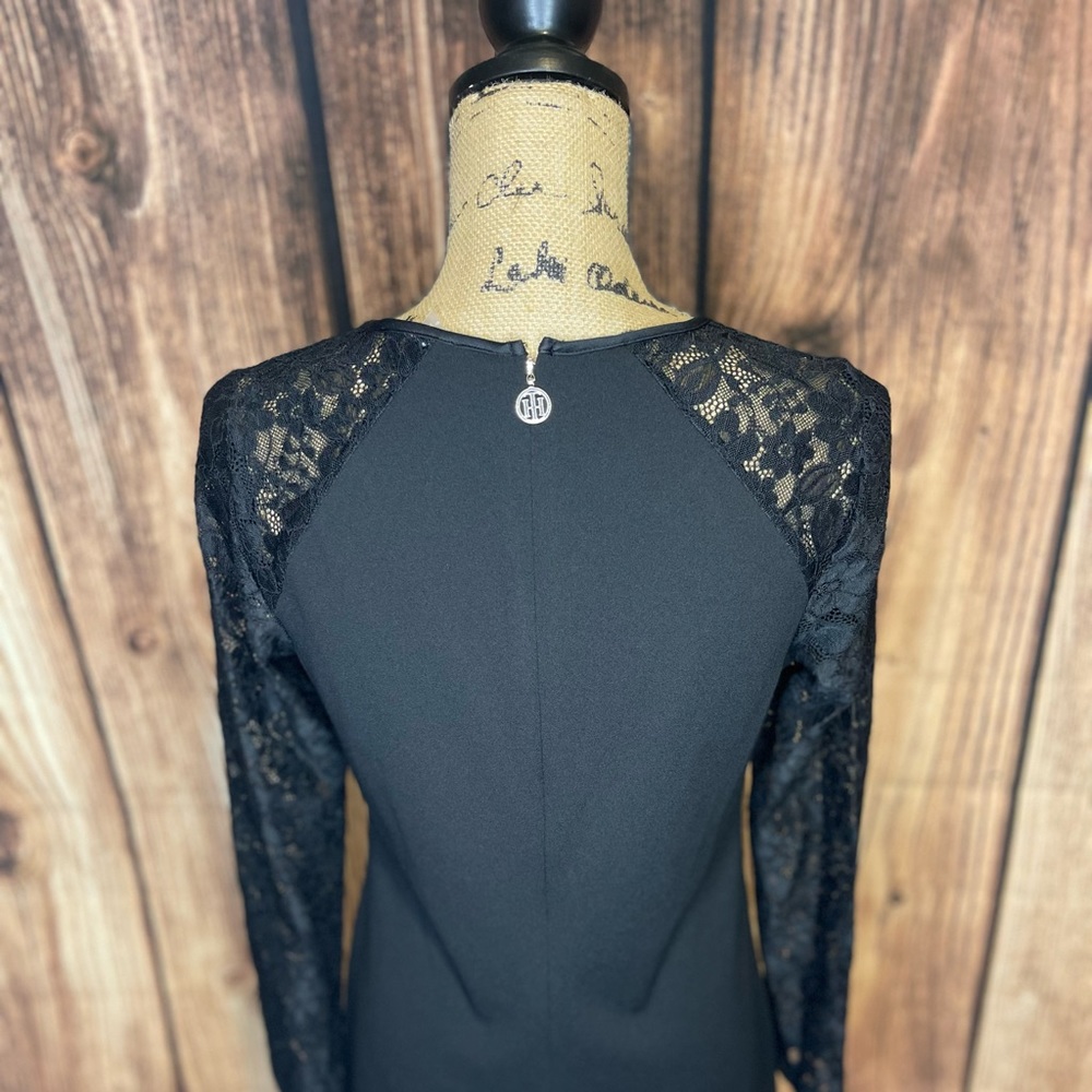 Tommy Hilfiger Black Long Lace Sleeve Dress - Size 8 - Picture 6 of 6